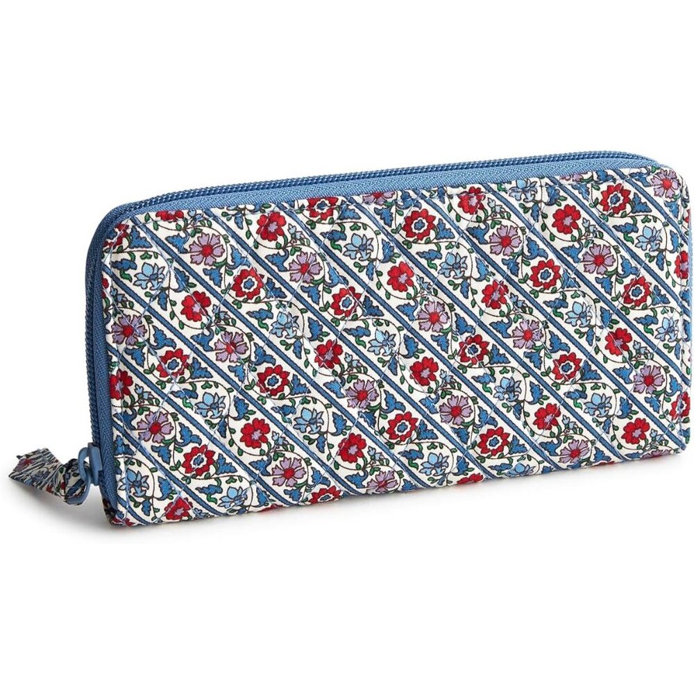 Women's Cotton Continental Wallet Bias Mini Vines Ribbons